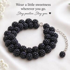 NWT BlackBerry Cluster Charm Bracelet - Adjustable Fit - Handmade